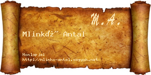 Mlinkó Antal névjegykártya